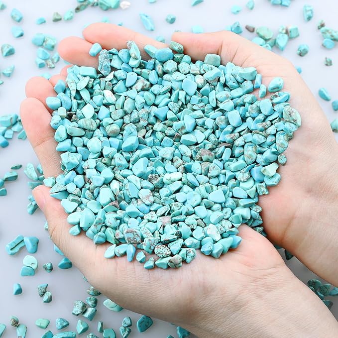 ZHIYUXI Turquoise 1lb Crystal Chips Bulk Fish Tank Decorations Aquarium Rocks Gravel Vase Filler Stones Crystals for Candle Making Witch Kit Gravel for Plants Quartz Sand Gemstone Terrarium Supplies