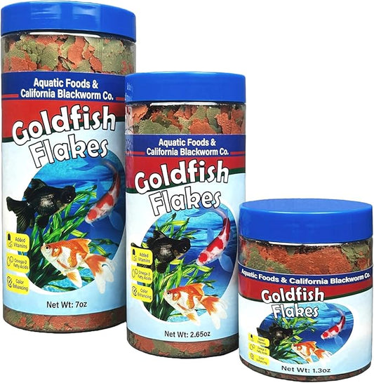 Goldfish Flakes, 42% Protein Premium Goldfish Flakes for Aquarium and Pond Fish. Also Good for Koi 2.65oz Canister