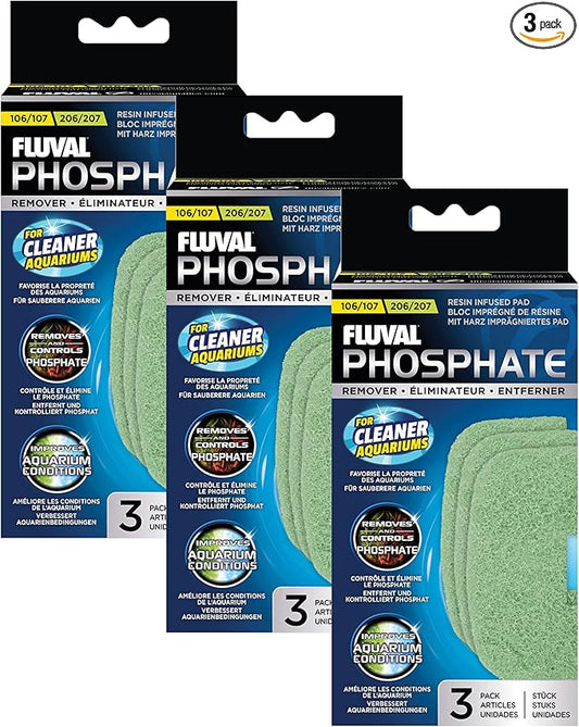 Fluval 107/207 Phosphate Remover Pad, Replacement Aquarium Canister Filter Media, 9-Pack