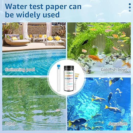 100 Pcs Aquarium Test Strips Fish Tank Test Kit Fast Accurate Aquarium Water Testing Strips with Test Tube Water Test Kits Fish Tank Testing Strip for Carbonate Root pH Hardness
