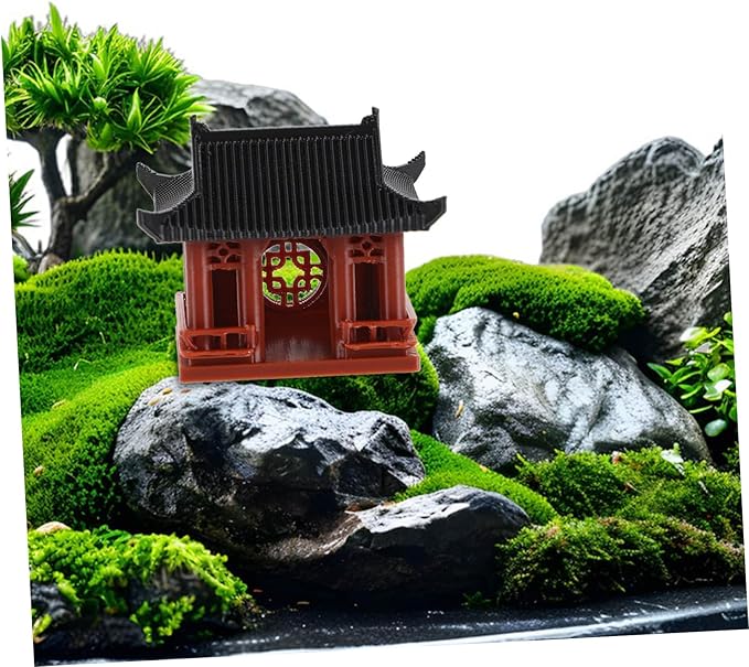 Ipetboom Miniature Pagoda Statue Zen Asian Decor for Home Meditation Compact Bonsai Micro Landscape Figurine for Fish Tank Sand Table Intricate Design Vibrant Colors