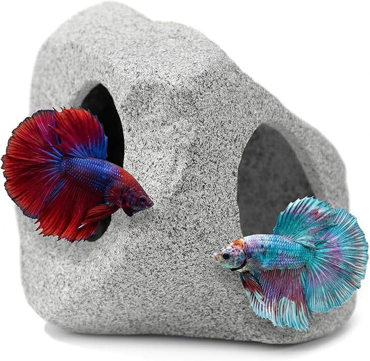 Premium Beta Fish Tank Decor, Beta Fish Tank Decorations, Betta Fish Tank Accessories, Fish Rocks Hiding, Playing, Resting Spots - Avoid Aggressive Behavior (Alien)
