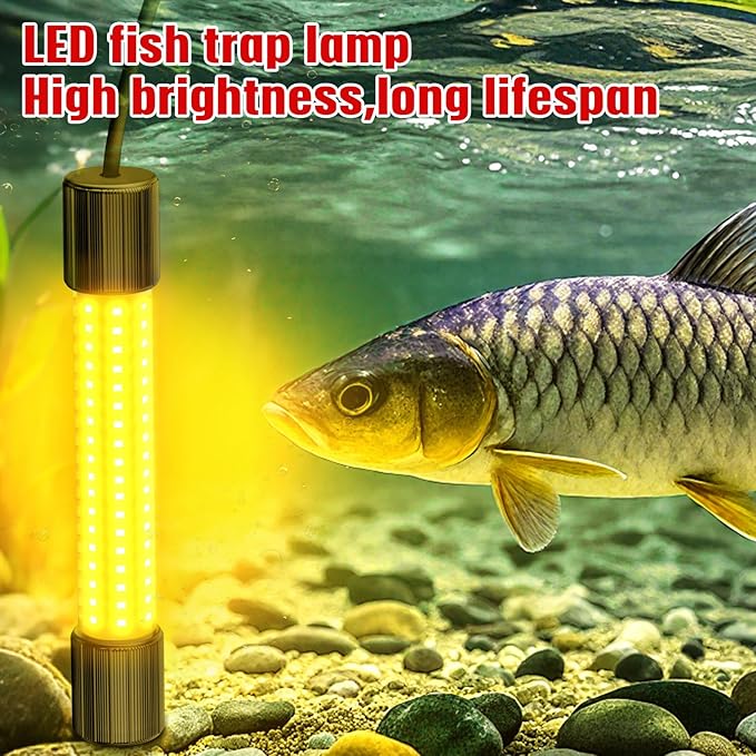 Underwater Fishing Warm Light Compatible with Milwaukee M18 Battery,1300 Lumens, LED Light for IP68 Waterproof Submersible Fish Attracting Light, Night Fishing Light (No Battery)