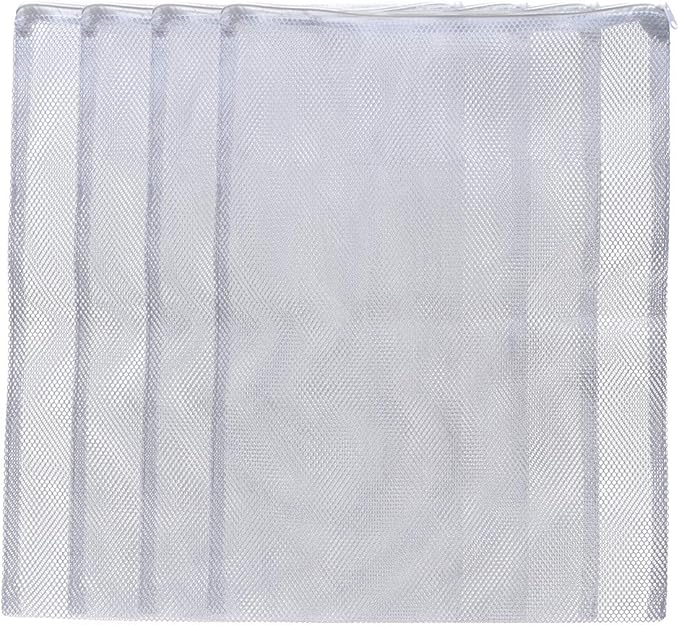 ALEGI Large Filter Media Bags,Aquarium Mesh Bags with Plastic Zipper,White Net Bags for Bio Balls, Ammonia Remover 17.8" by 13.5" (4pcs)
