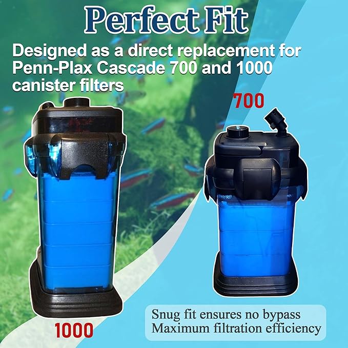 19PCS Canister Filter Pads for Cascade 700/1000 | Replacement Media Set for Penn-Plax Aquarium Filter | 12 Floss Pads + 12-in-1 Bio Media + 4 Carbon Pads + 2 Bags Activated Carbon