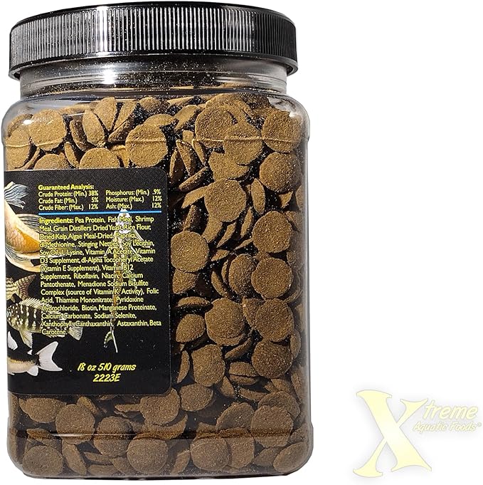 Xtreme Scrapers Wafers - Premium 14mm Fast-Sinking Fish Food – Nutrient & Cellulose Rich Ideal for Nocturnal Feeders, Catfish, Plecostomus Species, and Loaches – USA Farm Grown (18oz)