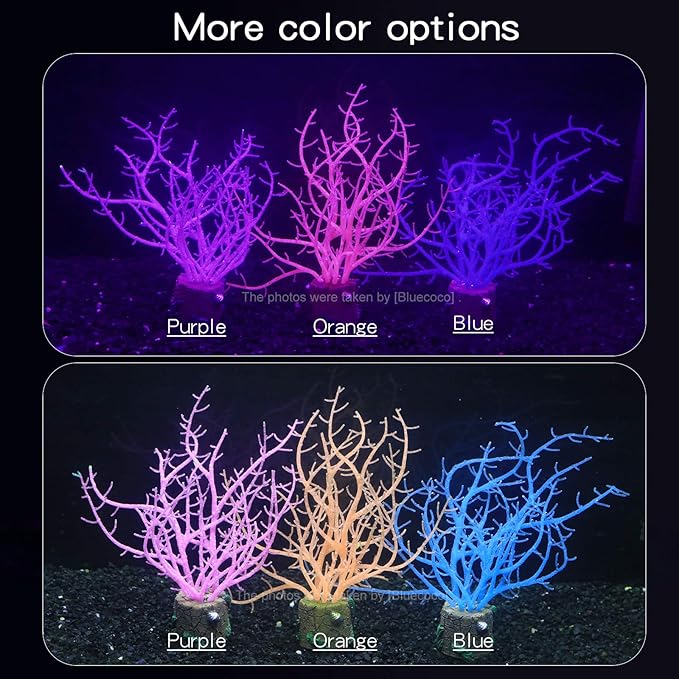 Soft Silica Gel Moves Naturally with Water Flow, Aquarium Decorations Glow in The Dark, Glowing Coral Ornaments for Fish Tank Decorations (Blue, Tree)