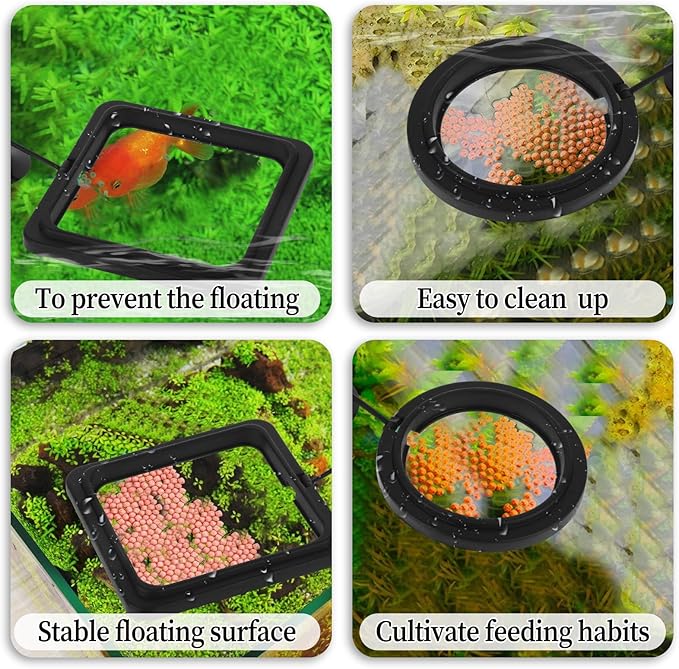 2 PCS Aquarium Feeding Ring, Fish Feeding Rings Automatic Fish Feeder with Suction Cup Betta Feedings Ring Practical Round Floating Food for Betta, Guppy, Goldfish