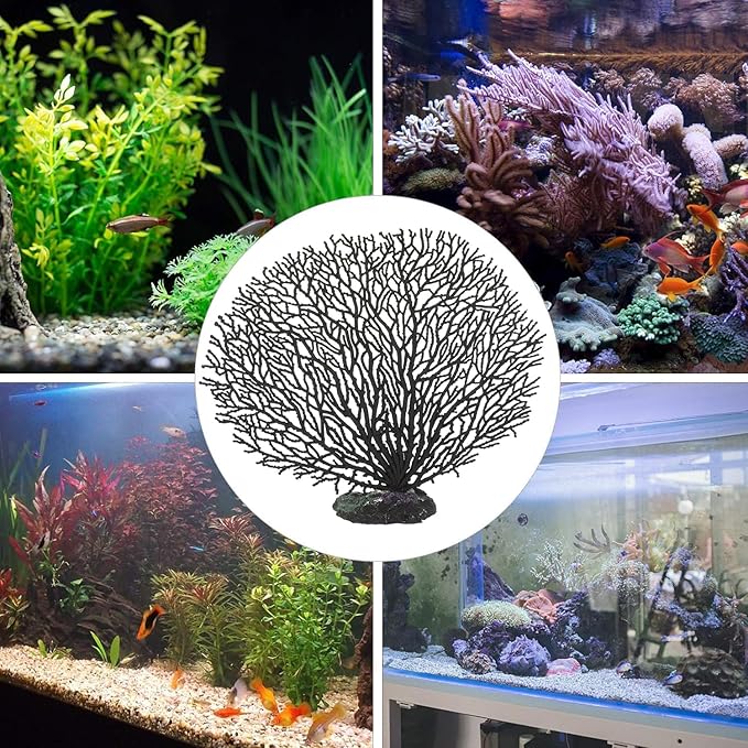 Coral Aquarium Decorations Artificial Fake Coral Reef Decor Fish Tank Ornaments Fish Tank Accessories for Home, Black