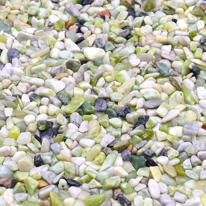 Rocks for Plants. Green Jade Decorative Polished Pebbles. 1/5 Inch – 2 lbs for Garden, Vase fillers, Crafting, Succulents, pots, Plants (Mini (0.2 Inch), Green Jade - Polished, 2)