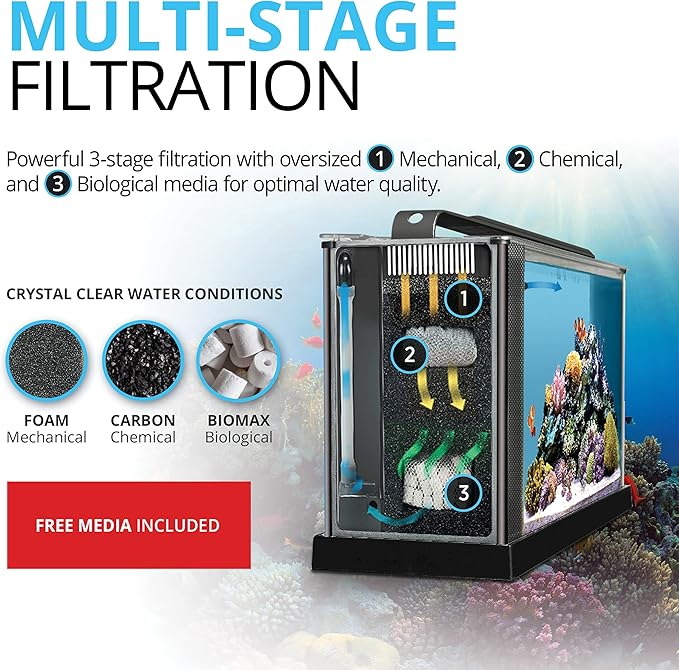 Fluval Sea Evo V Saltwater Fish Tank Aquarium Kit, Black, 5 gal, 10528A1