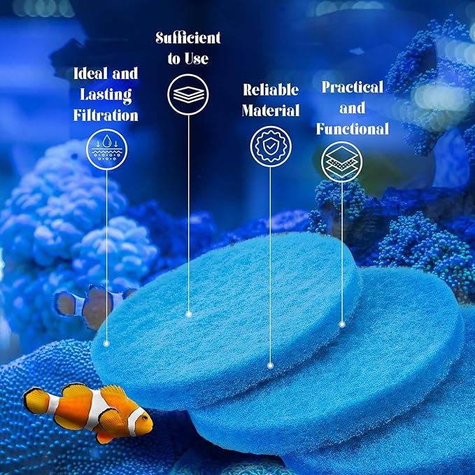 Tranqun 24 Pcs Fine Filter Water Polishing Pad Compatible with Fluval Fx4, Fx5, Fx6 7 x 7 x 0.79 Inches Blue Filter Media Canister Aquarium Water Polishing Pads