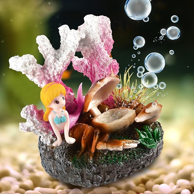 Saim Resin Corals, Aquarium Bubbler Decorations Cute Coral & Crab Fish Tank Decoration, Aquarium Micro Ocean Landscape Ornament Resin Corals for Aquarium Fish Tank Decor Fish Toy