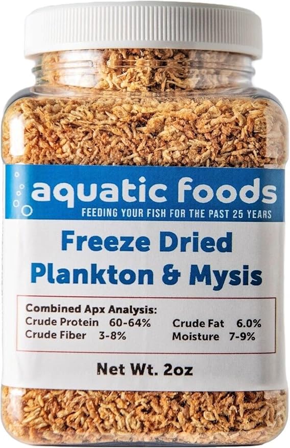 Plankton & Mysis Shrimp -Freeze Dried Floating Small Plankton/Mysis for Marines, Corals, Anemones, Koi & Pond Fish, Cichlids, All Tropical Fish…6oz Med Jar