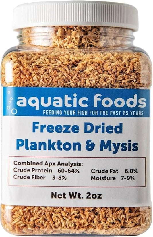 Plankton & Mysis Shrimp -Freeze Dried Floating Small Plankton/Mysis for Marines, Corals, Anemones, Koi & Pond Fish, Cichlids, All Tropical Fish…6oz Med Jar