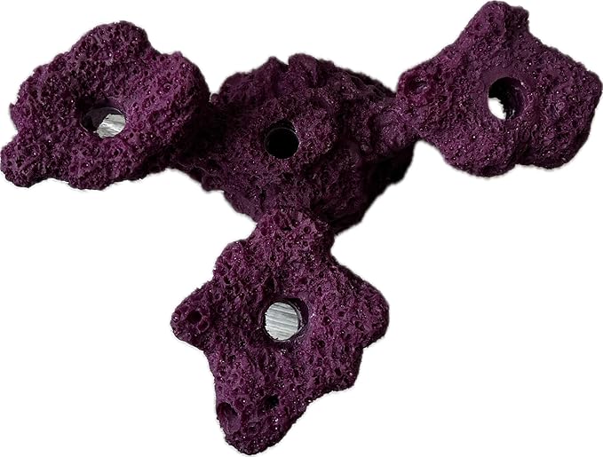 4 Hole Tripod Frag Rack/Rock for Coral Plug Ons and Reef Tank Aquariums (Coralline Purple)