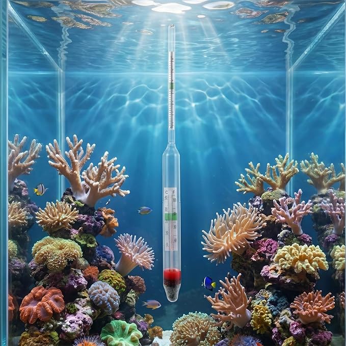 balacoo 4 Pcs Aquarium Hydrometer with Thermometer for Fish Tank Saltwater Salinity Measurement Floating Accurate Areometer 7.87In