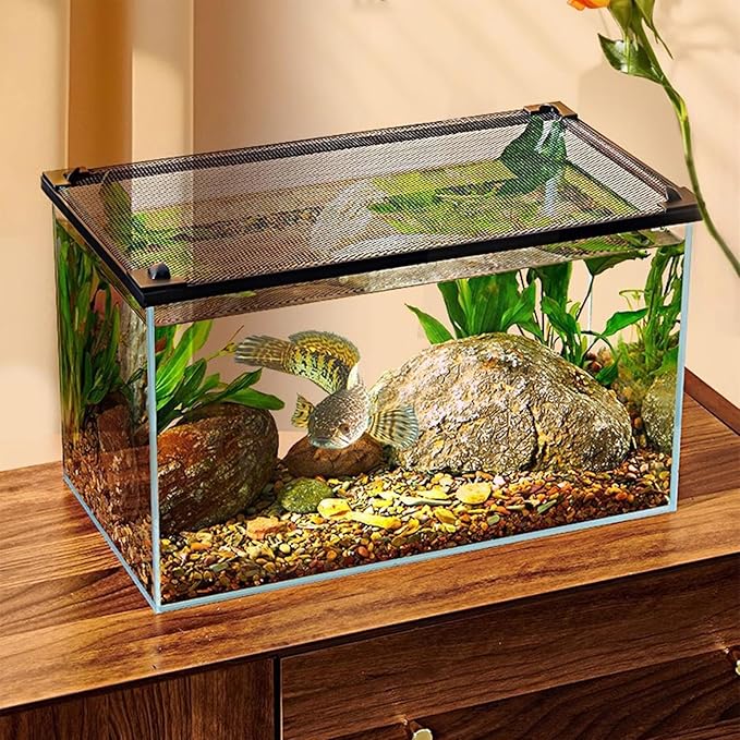 Aquarium Mesh Lid - Magnetic Fish Tank Cover Screen Hood, Breathable Anti Escape Tank Protector, Lightweight Durable Mesh Structure for Aquarium Safety Use, Home Office Pet Store Breeder Setup