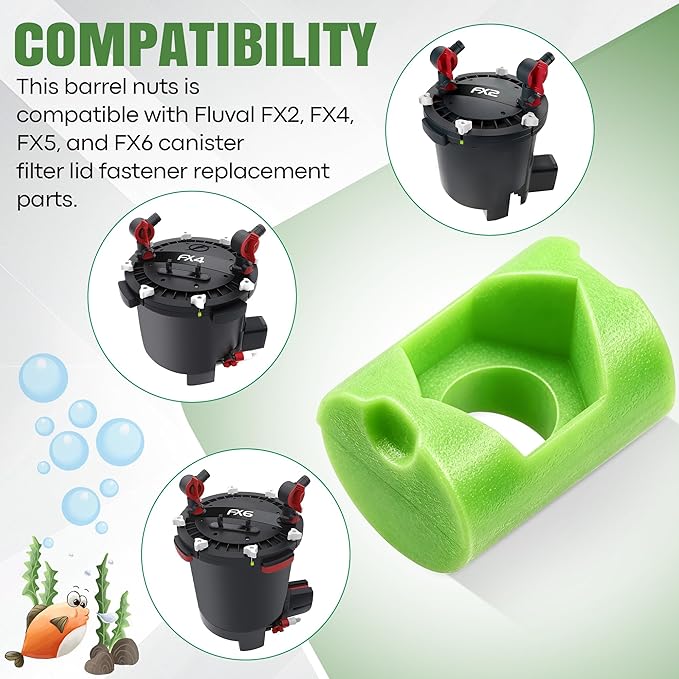 18 Pack Lid Fastener Barrel Nut Compatible with Fluval FX6 FX5 FX4 FX2 Canister Filter, Aquarium Filter Lid Fastener Replacement Part, Lock Nut Clamp Accessories (Barrels Only) (Green)