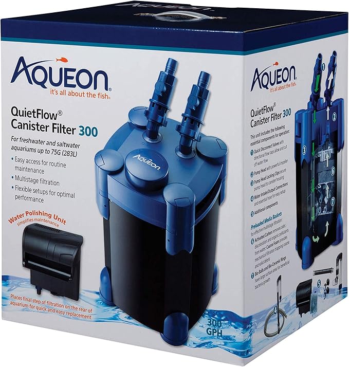 Aqueon QuietFlow Aquarium Fish Tank Canister Filter For 55-100 Gallon Aquariums