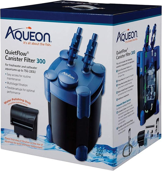 Aqueon QuietFlow Aquarium Fish Tank Canister Filter For 55-100 Gallon Aquariums