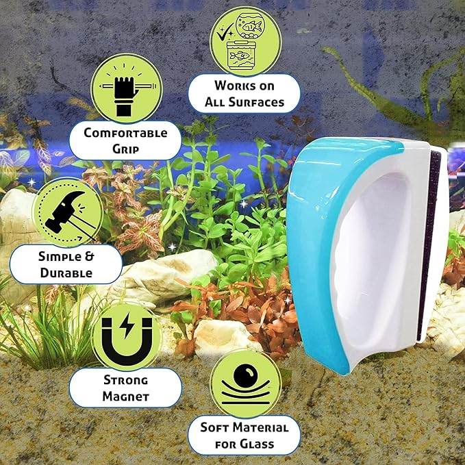 JOR Magnetic Scrubber for Aquarium Fish Tank, Scratch-Free Glass Scraper, Keep Hands Dry, Non-Slip, Self-Floating Strong Cleaning Magnet, Aquarium Cleaner for Acrylic Tanks