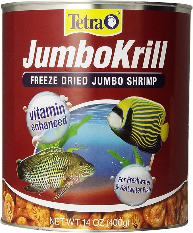Tetra JumboKrill Freeze-Dried Jumbo Shrimp, Natural Shrimp Treat For Aquarium Fish, 14 oz