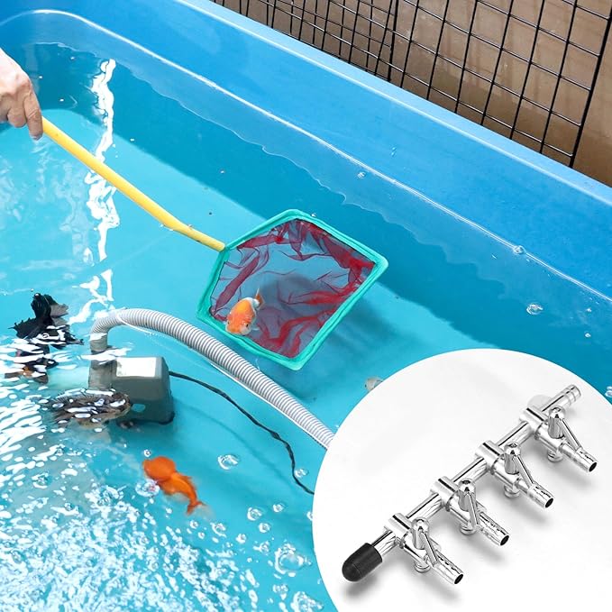 3 Pack 4-Way Aquarium Stainless Steel Air Flow Control Lever Valve with Airline Tubing Connector for Air Pumps Fish Tank Multi-Port Distributor Splitter