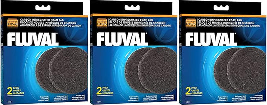 Fluval 6 Pack of Carbon Impregnated Foam Pads for FX5/6 Aquarium Filters