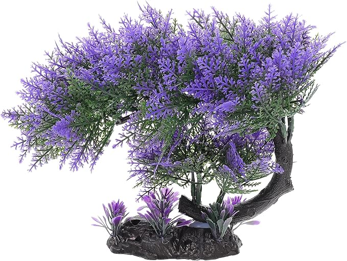 Ipetboom 1PC Aquarium Plants Fish Tank Decoration Artificial Fish Tank Decorations for Household and Office Aquarium Simulation Fish Tank Accessories Aquarium Ornament Fake Purple Bonsai