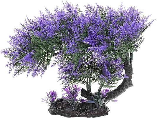 Ipetboom 1PC Aquarium Plants Fish Tank Decoration Artificial Fish Tank Decorations for Household and Office Aquarium Simulation Fish Tank Accessories Aquarium Ornament Fake Purple Bonsai
