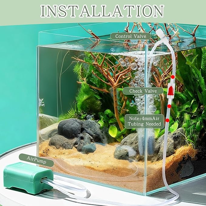 WishLotus Air Stones for Fish Tanks, 8/10cm Round Oxygen Diffuser Aquarium Air Stone with Check Valves and Control Valves Aquarium Bubble Disc for Fish Tank Small Ponds (8cm)