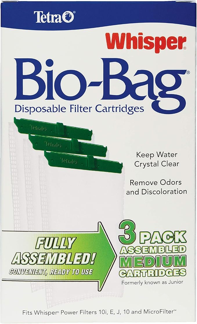 Tetra Whisper Bio-Bag Medium Filter Cartridges for Aquariums, 3 Count, Ready to Use, Fits Whisper Fish Tank Filters 5-10 Gal, PF-10, IQ 10 (Pack of 2)