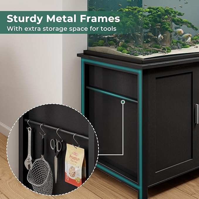 Miereirl 180-200 Gallon Fish Tank Stand, Heavy Duty Aquarium Stand,Fits 125/150/180/200 Gallon Tank Stand, Cabinet Storage for Fish Tank, Turtle Tank, Reptile Terrarium, 2200 lb Capacity