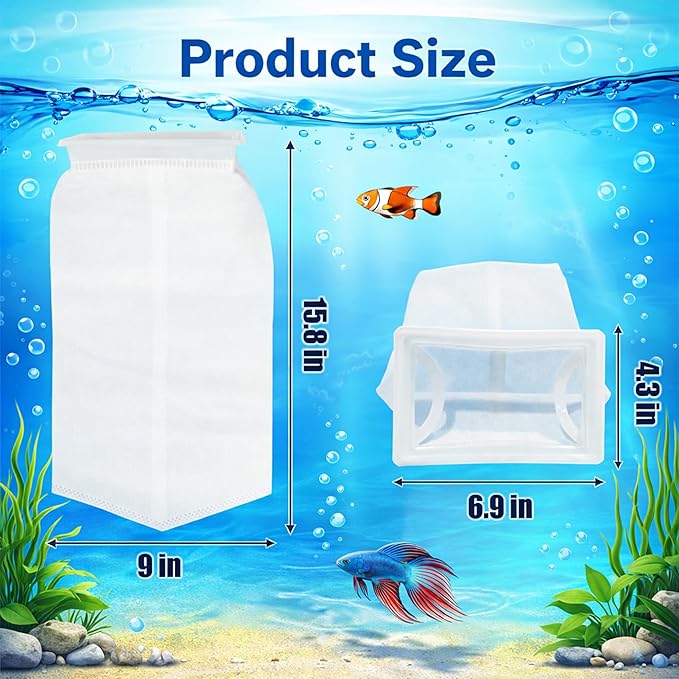 2-Pack Rectangle Filter Socks for Aquarium, 7″x4.5″ Durable Polyester Mesh, 200 Micron Efficient Debris Filtration for Saltwater & Freshwater Fish Tanks
