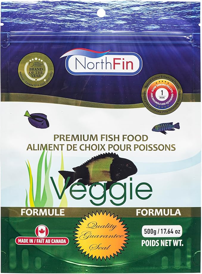 Northfin Veggie Fish Food Formula – Slow Sinking Pellets for Herbivorous Fish (1mm, 500g) | Premium Organic Kelp-Based Diet with Spirulina & Astaxanthin for Enhanced Color & Digestive Health