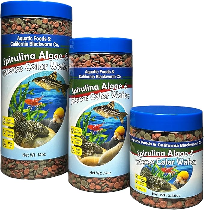 8mm - 1/3" Small Sinking Wafers of Spirulina, Algae & Color Enhancing Wafers for Bottom Fish, Shrimp, Snails & Tropicals. With 4-Type Wafer & 12-Type Pellet Mix ...1-lb 5oz Canister