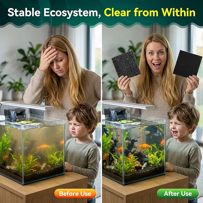 Borlech Aquarium Bio Filter Sponge Pad - Cut-to-Size Aquarium Filter Media for Fish Tank, Pond, Sump - Mechanical & Biological Filtration (18.5"x18.5"x0.8", 35PPI, 2 Pack)