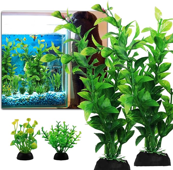 QUOZUO Fish Tank Accessories Aquarium Decorations Green Plants, 10pcs Green Fish Tank Decorations Plastic Plants, Fish Tank Decor, Aquarium Decor Artificial Plants