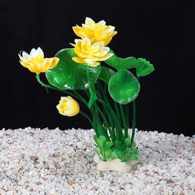 VOCOSTE 1pcs Fish Tank Aquarium Decorations Plants, Mini Aquarium Decorations PE Ceramics Plants for Aquarium Decorations, Yellow 8.27"