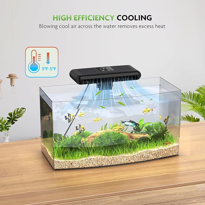 PAIZOO Aquarium Chiller Fan, Ultra-Quiet Fish Tank Cooling Fans, 3 Speed Modes Aquarium Cooler, Water Chiller for Axolotl Tank Accessories Freshwater Saltwater Tanks, 6.4W
