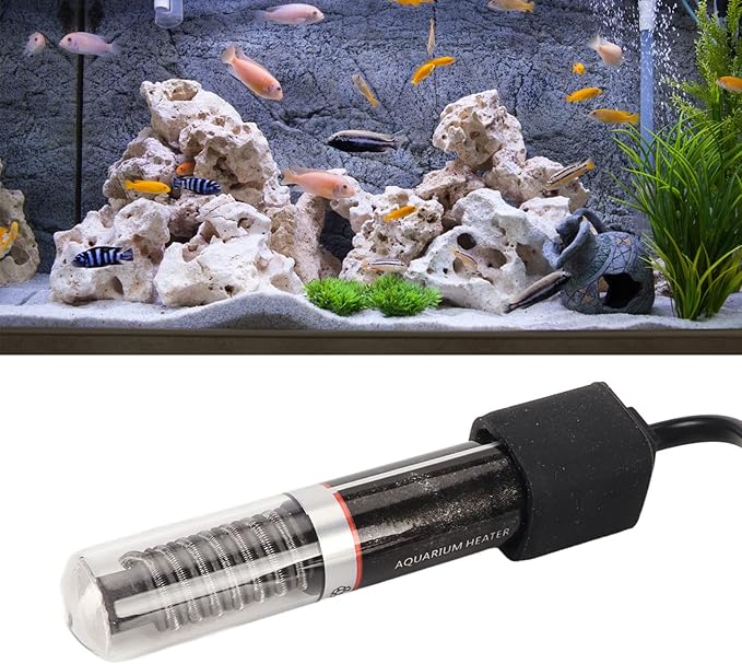 Mini Fish Heater, Quartz Glass Temperature Control Safety Small Submersible Aquarium Heater Intelligent for Freshwater (50W US Plug 110V)