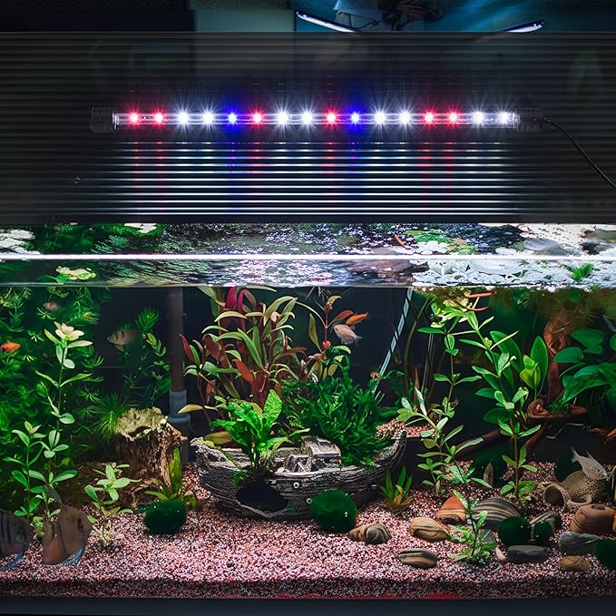 Sieral Aquarium Lids Polycarbonate Greenhouse Panels Canopy with LED Light 29 x 11.38 x 0.12 Inch for 20/29/37 Gallon Without Center Brace Aquariums Cover Fish Tank Lid (Black)