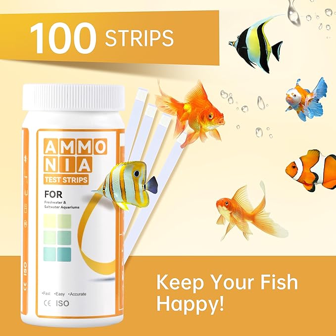 AAwipes Ammonia Test Strips for Fish Tank Aquarium Test Strips Aquarium Water Test Kit Freshwater Fish Tank (50)