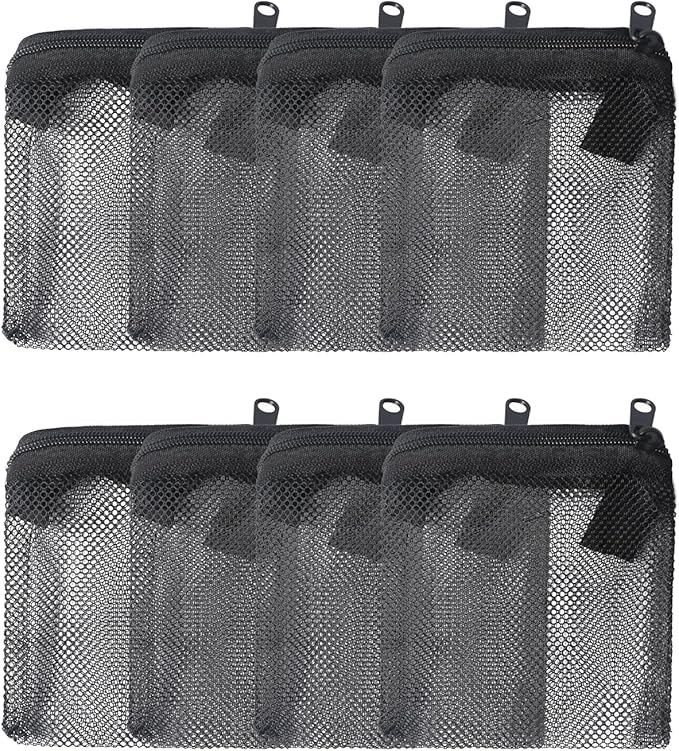 Pawfly 8 Pack Aquarium Filter Media Bags, Fish Tank Fine Mesh Bag with Plastic Zipper Aquarium Reusable Mesh Bag for Activated Carbon, Bio Filter Balls, Filter Stones (3" x 4")