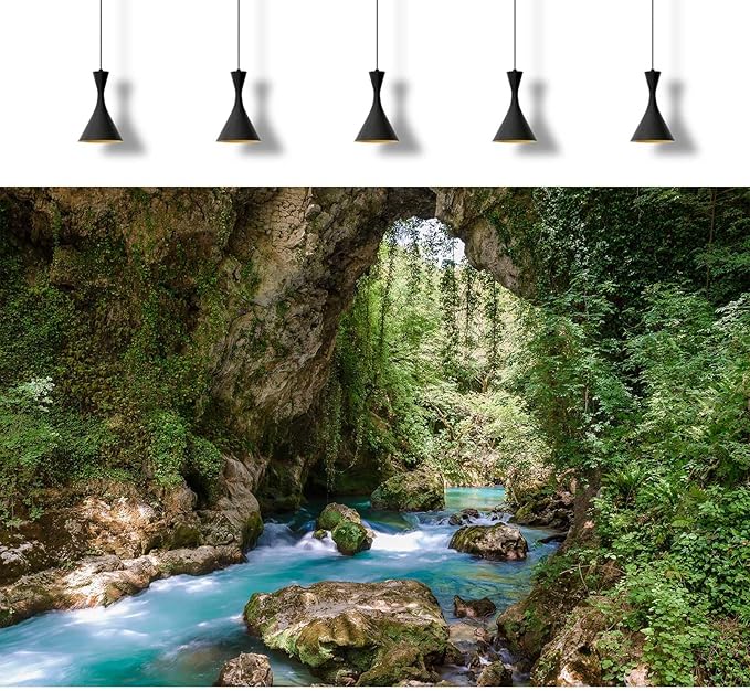 Mountain Rainforest Aquarium Background Valley Cave Stream Fish Tank Background Green Trees Rocky Mountain Reptile Tank Backgrounds Natural Forest Lake Green Meadow Reptile Tank Backgrounds 72x24in