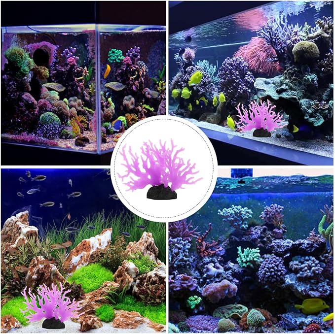 Kisangel Artificial Coral Ornament Aquarium Decor Fish Tank Landscape Faux Coral Branch Simulated Sculpture 7.87X5.51X1.77 Inch Marine Theme Home Office Decoration