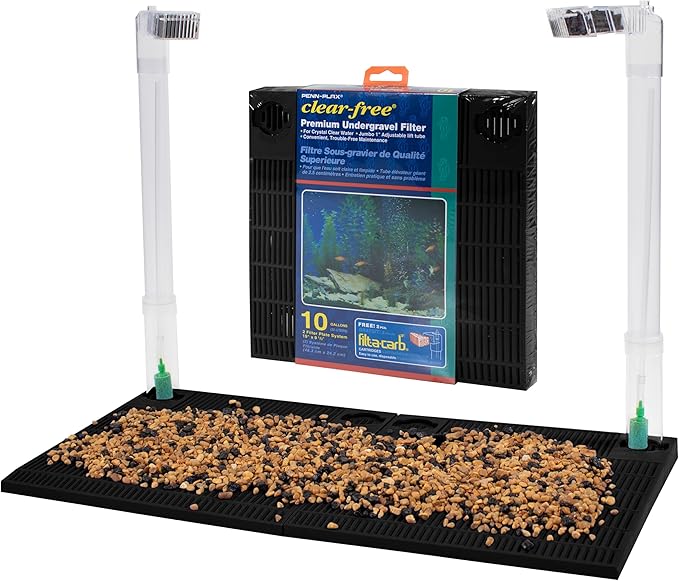 Penn-Plax Undergravel Aquarium Filter for 10 Gallon Tanks – Two 9.5” x 9.5” Plates – Under Gravel System for Clear, Clean Water – Safe for Freshwater and Saltwater Tanks