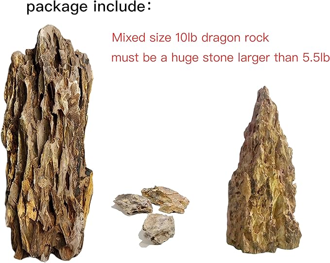 AWXZOM Natural Dragon Rock Carefully Selected Mixed Sizes, Decorative Aquarium Rocks, Aquarium Stones for Fish Tank (10lb-Extra Large)
