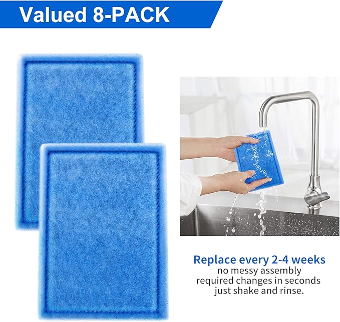 8 Pack Aquarium Filter Cartridge,Compatible for 20 Gallon Fish Tank, 10-20 Gallon Fish Tank Power Filter Cartridge Replacement for EZ-Change #2 & Fit for Marineland Rite-Size B